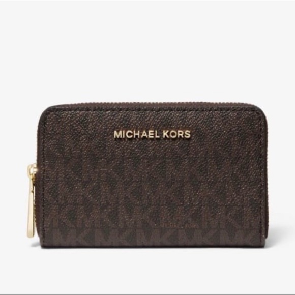 Michael Kors Small Logo and Leather Zip-Around Wallet - Picture 1 of 5
